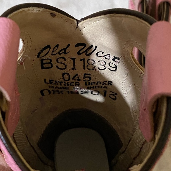 Old West Brown and Pink Cowgirl Boots - Picture 6 of 6